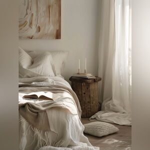 $345.78 Silk&Snow 100% Flax Linen Oat Duvet Cover in King, New!